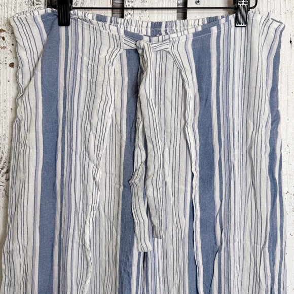 No Boundaries Palazzo Pants Open Front Size Large Blue White Beach Vacay Boho - Picture 1 of 9
